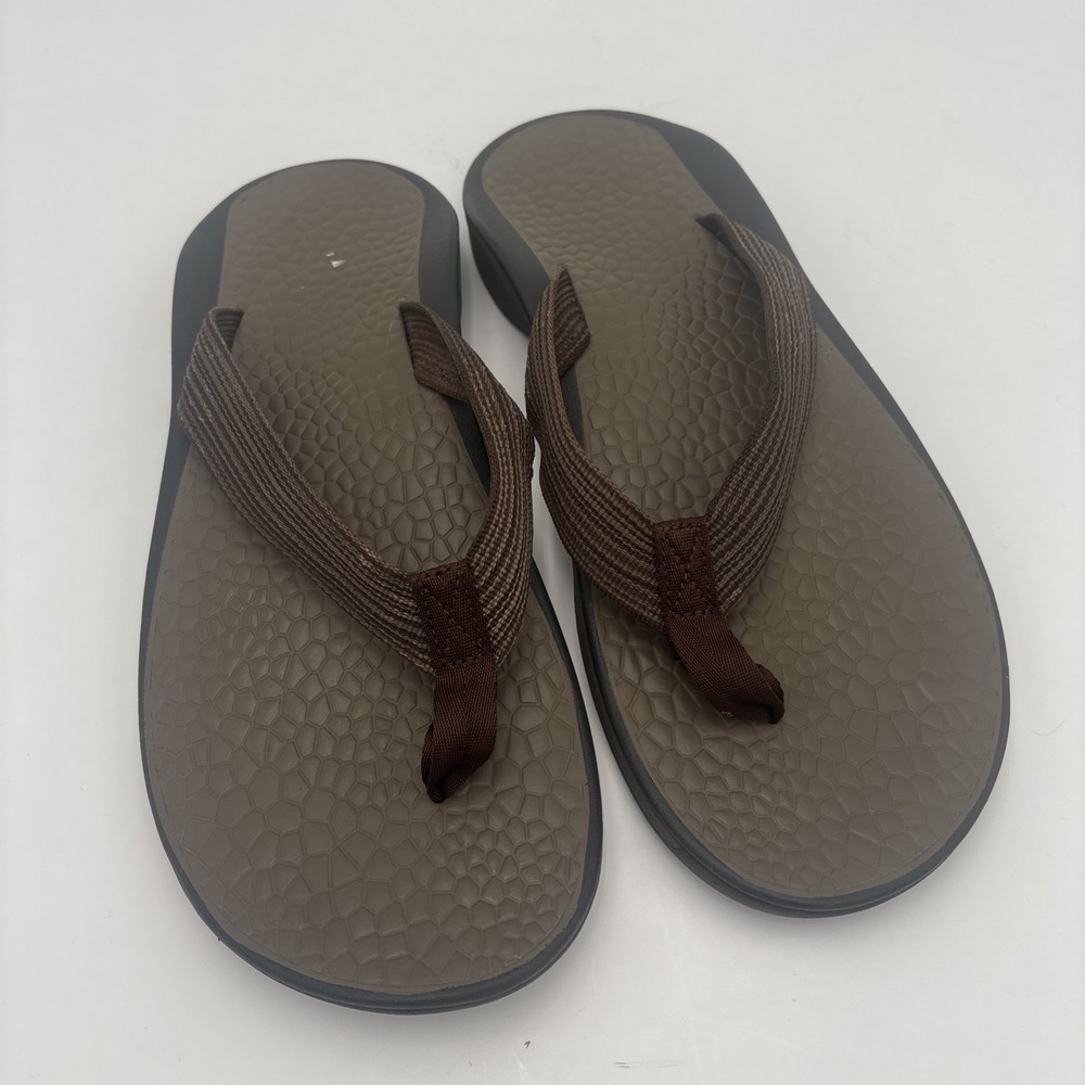 Chaco Classic Flip Flop Brown Sandals Shoes Men's Size‎ 12 Canvas Strap Thong